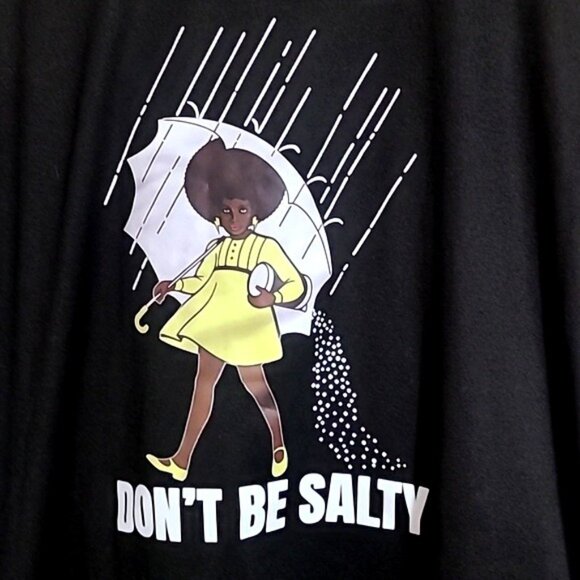 Dont Be Salty Graphic Black Tee XL 100% Polyester Short Sleeve Shirt - Picture 2 of 5